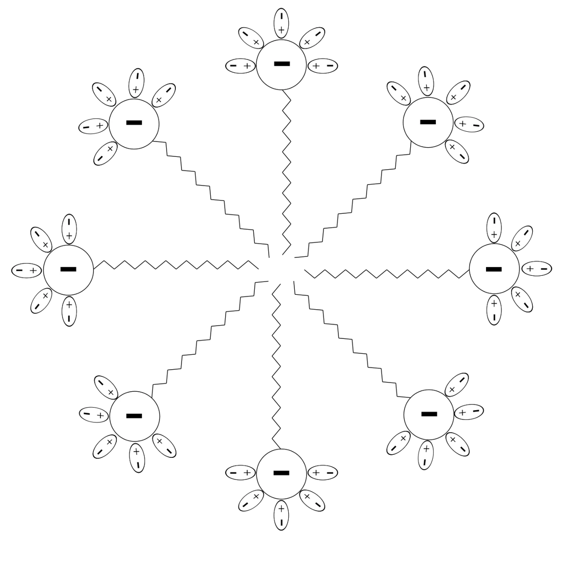 Heads face outward toward water; tails point inward away from it. This depicts surfactant organization in a micelle, not a skin cross-section.