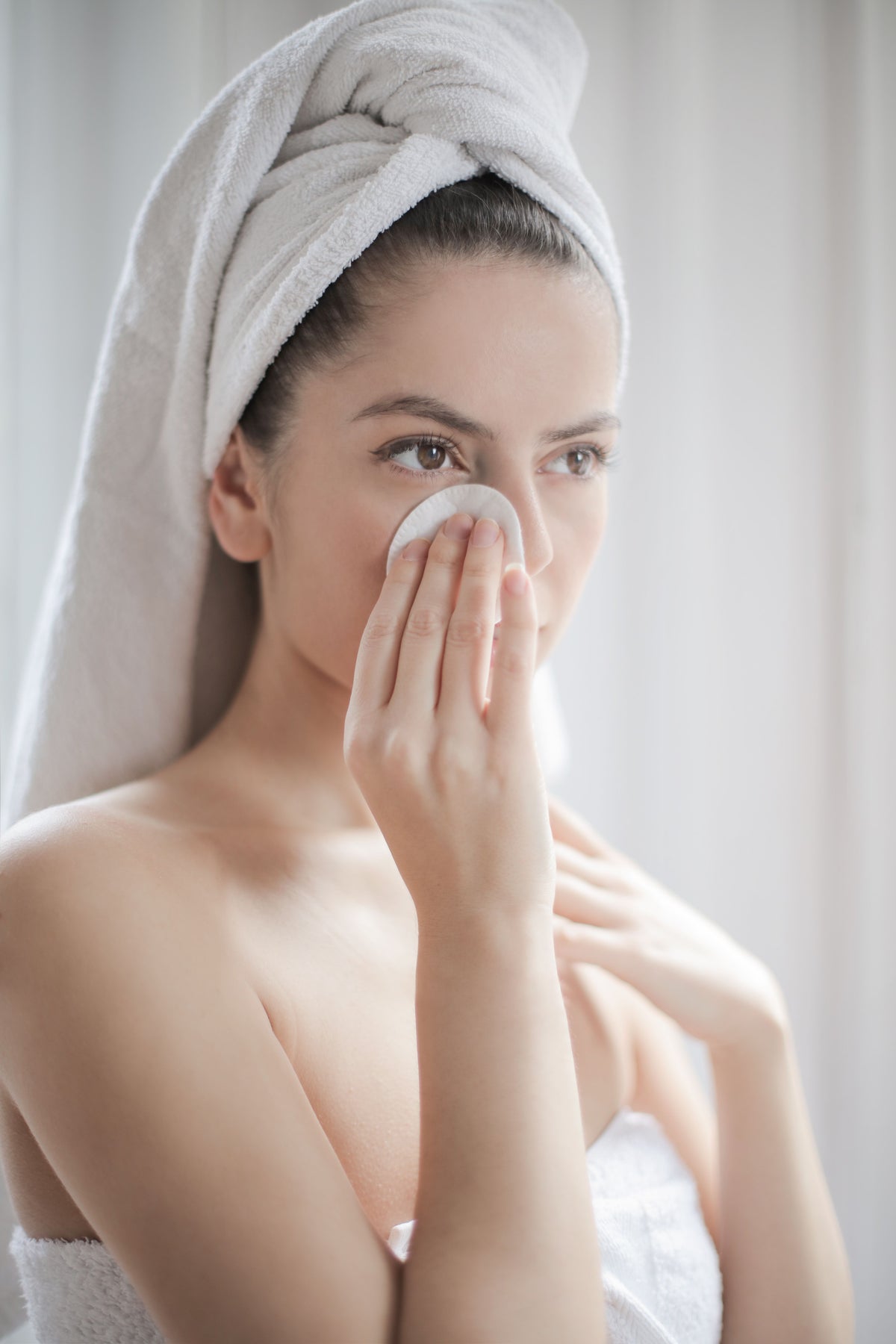 Natural skin close-up during a simple cleansing routine
