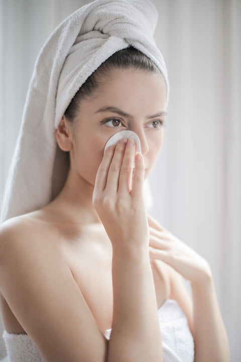 Natural skin close-up during a simple cleansing routine